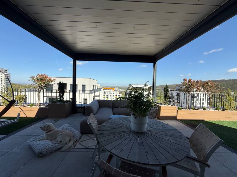 Terrace of a 4-room apartment on Agátová Street in Bratislava - Dúbravka with a view.