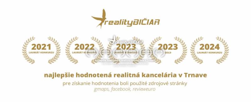 The graphic shows the awards of the real estate agency on Saleziánska Street in Trnava.