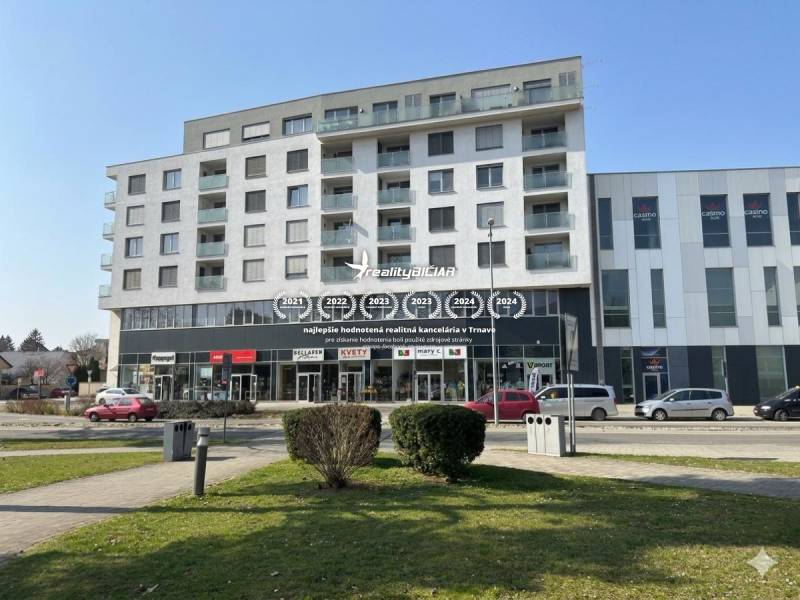 The building of special properties on Nitrianska Street 755 in Piešťany with greenery.