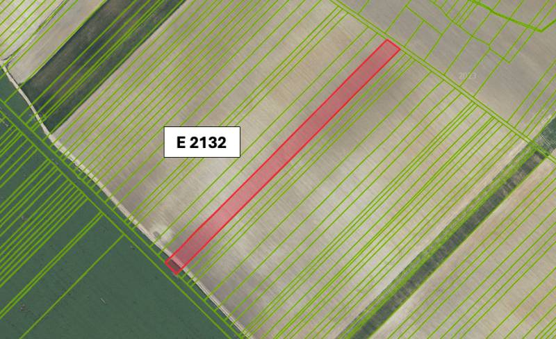Agricultural and forest land in Častá with the marked parcel E 2132 on the map base.