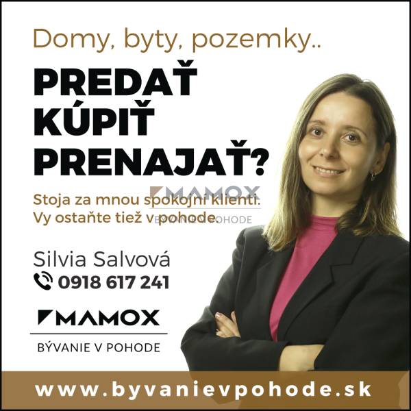 Offer for sale, purchase, or rental of real estate with contact information for Silvia Salvová.
