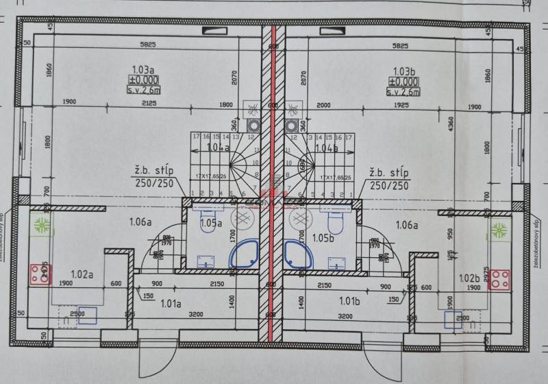 Ground floor plan of a family house with basic layouts of various rooms and equipment.
