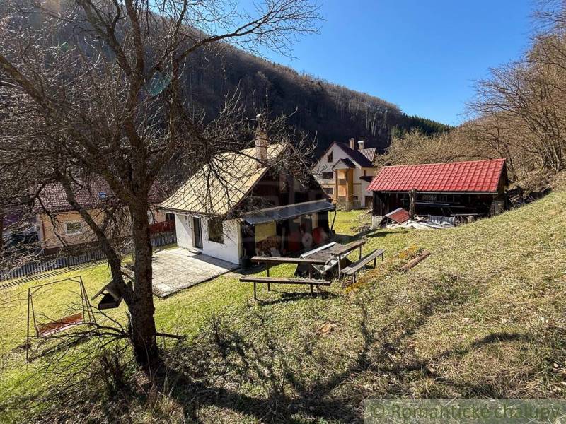 A cottage in Moštenica surrounded by nature and trees on a slope.