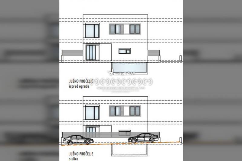Plan of a family house in the town of Nin with views to the south.