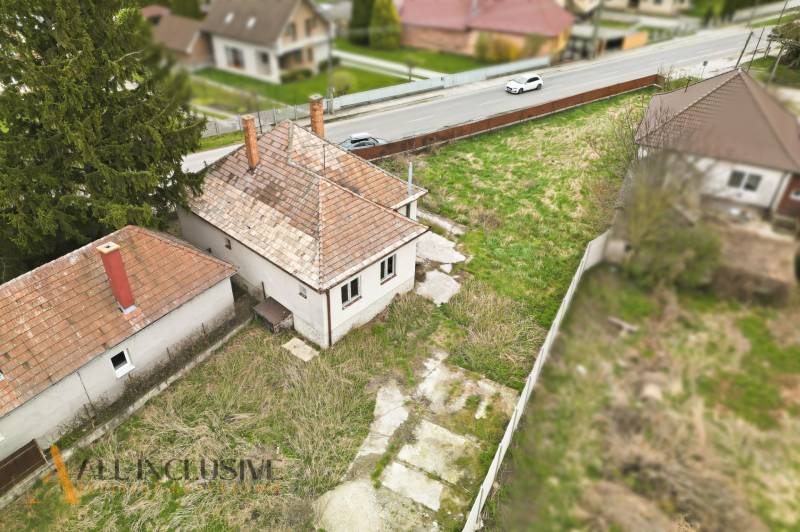 A family house in Michal na Ostrove with a grassy yard and an asphalt road.