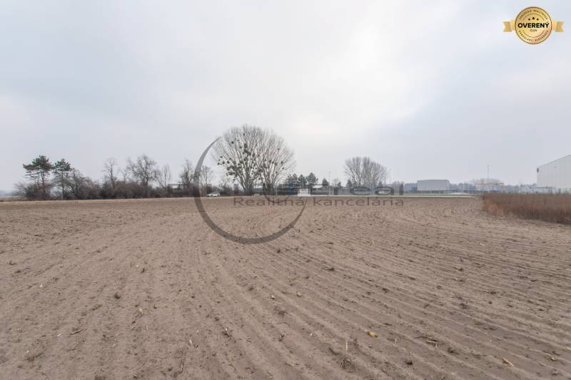 Commercial land on Priemyselná Street in Zohor with bare field and trees.