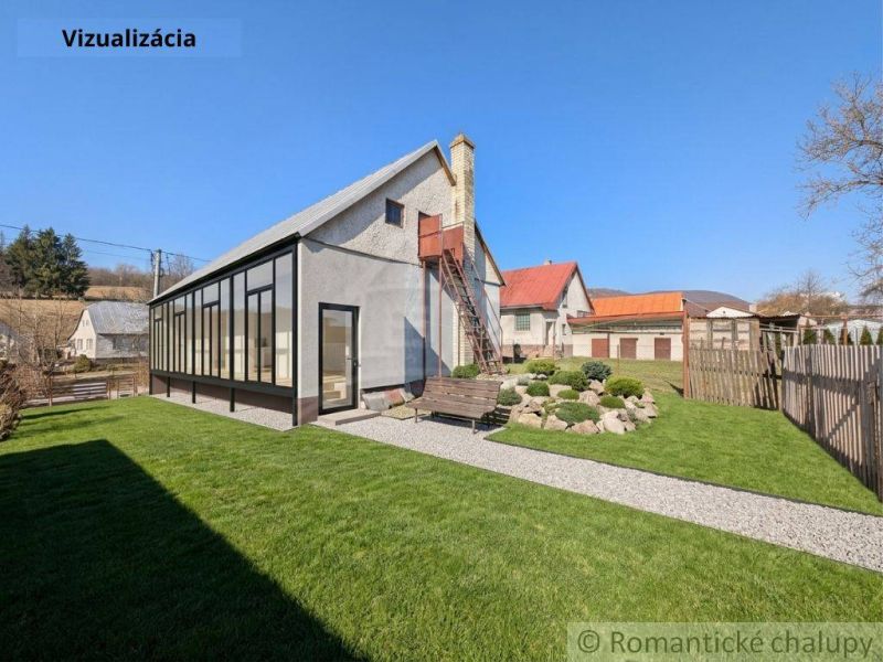 Visualization of a family house in Kalinovo with a garden and a glass terrace.
