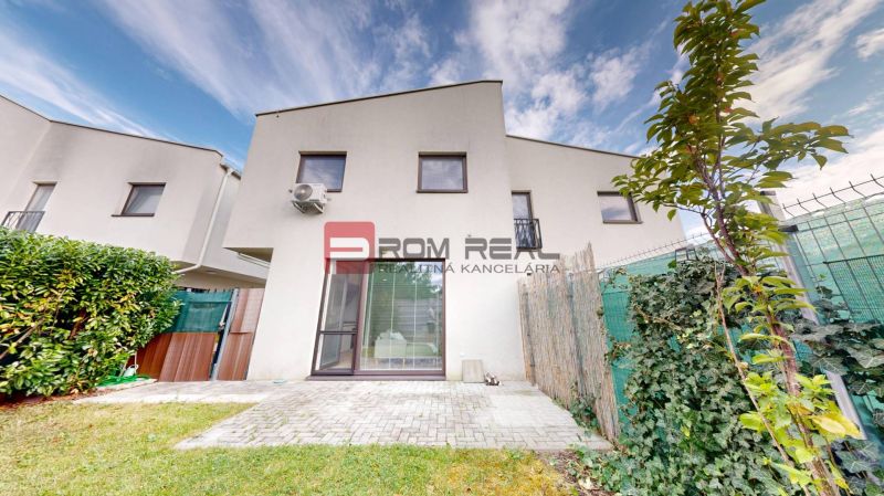 Exterior of a 3-room apartment on Pekná Street, Ivanka pri Dunaji with a small garden.