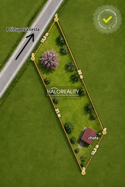 Plot of land with a garden and a cottage in Nové Zámky, access road on the left side.