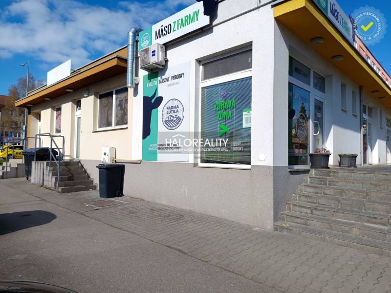 Commercial premises in Žiar nad Hronom with a ramp and stairs, offering farm products.