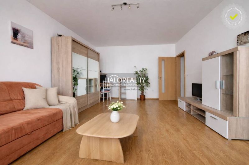 Living room with wood-patterned flooring and a comfortable sofa in a studio apartment.