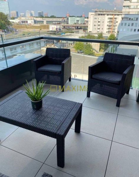 The balcony of a 3-room apartment with a view of Zadunajská cesta in Bratislava - Petržalka.