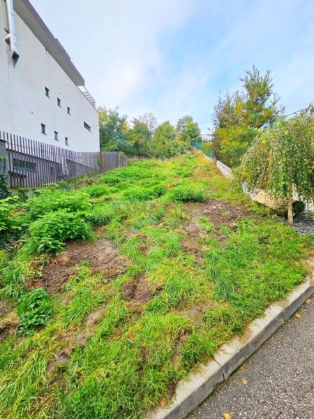Sloped terrain with lush vegetation on Tupého Street in Bratislava (Nové Mesto), Residential land.