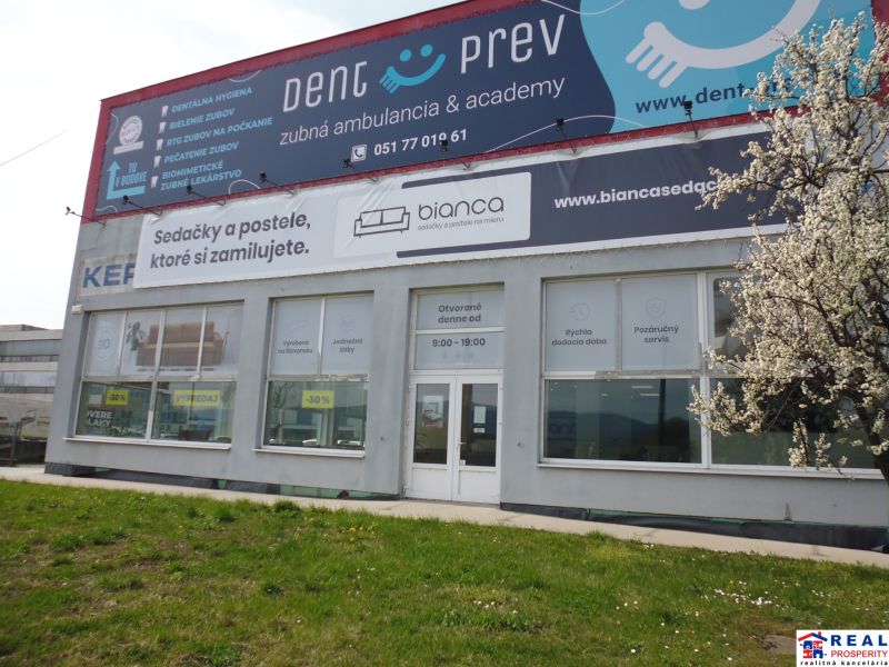 Commercial premises at Masarykova 22 in Prešov, offering services and furniture.