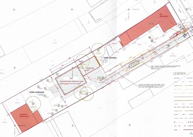 The plot plan on Biskupická in Trenčín shows a design for a family house for living.