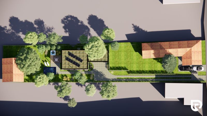 Aerial view of a residential plot on Biskupická Street in Trenčín.