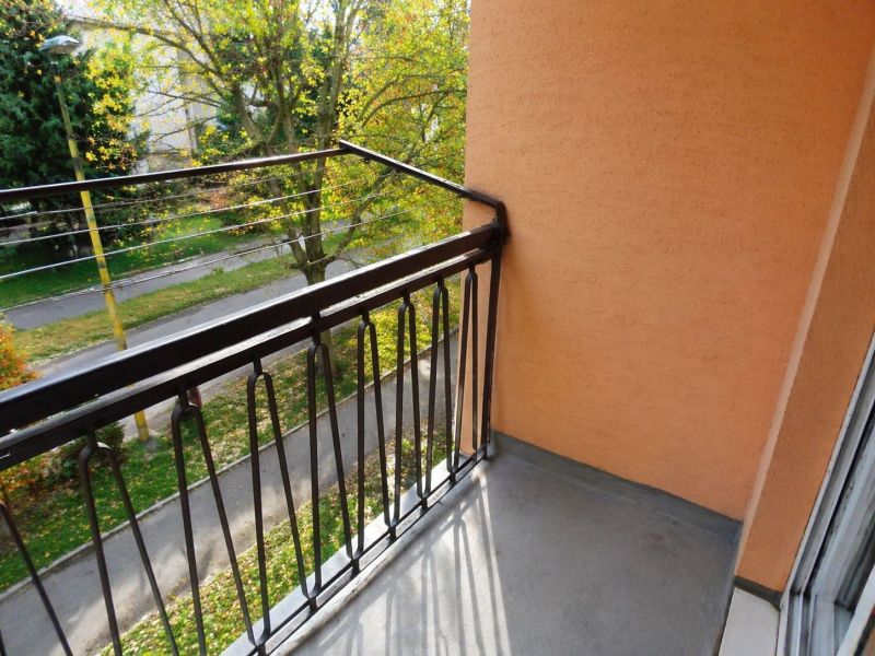 A balcony with a view of Školská Street in Čierna nad Tisou, from a 3-room apartment.