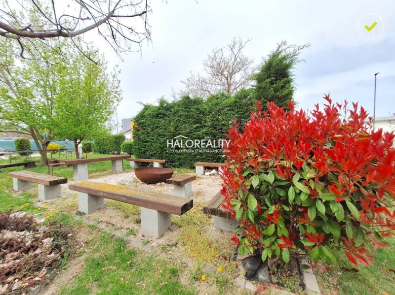 Benches and greenery in the garden in Bratislava - Podunajské Biskupice.