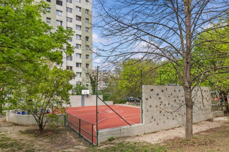 Sports facility with a basketball court and climbing wall on Štefana Králika, Bratislava - Devínska Nová Ves.