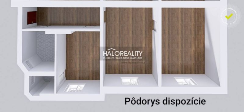 Floor plan of offices with wood decor flooring and room layout.