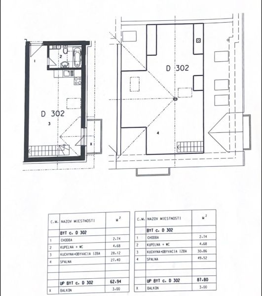 Floor plan of a two-level 2-room apartment with a balcony and an area of 87.80 m².