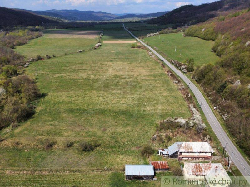 A road and fields around a family house in Zubné surrounded by nature.