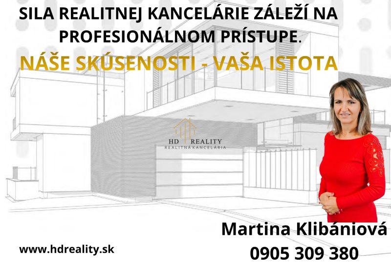 Real estate agency advertisement with a slogan and contact information. Sketch of a modern house in the background.
