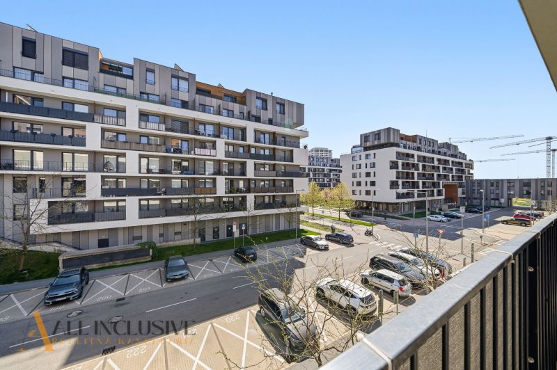 Zuzana Chalupová Street in Bratislava - Petržalka with modern apartment buildings.