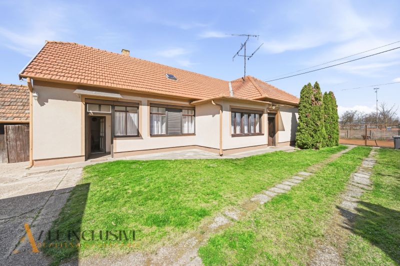 A family house on Vydrany Street in Dunajská Streda with a green yard and trees.
