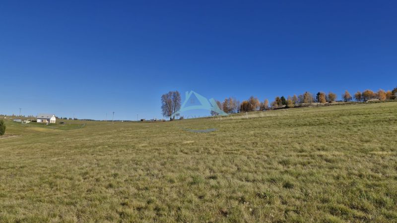 A spacious grassy plot for living in Detvianska Huta, with a solitary house in the background.