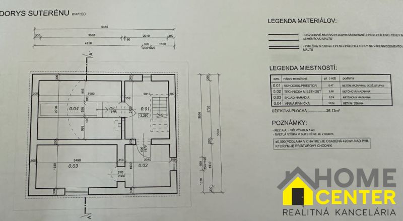 Basement Floor Plan with Room and Material Legend for Gardens.