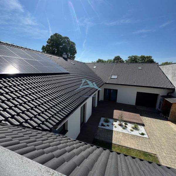 The family house on Petőfi Street in Šahy has solar panels and a paved yard.