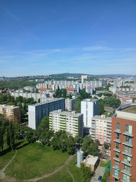View from a 2-room apartment on Kopčianska in Bratislava with a panorama of the city and the housing estate.