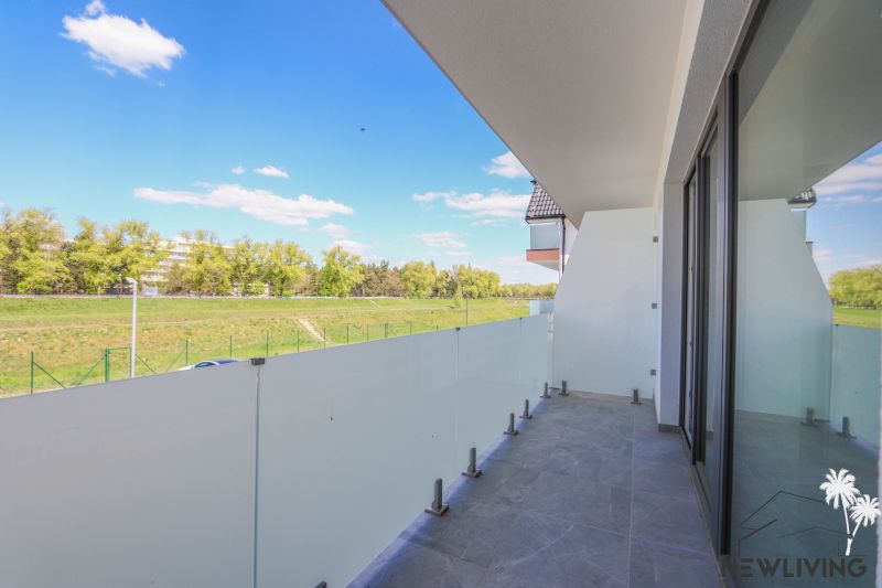 A balcony with a view of greenery in Banka on Moravanská Street, 2-room apartment.