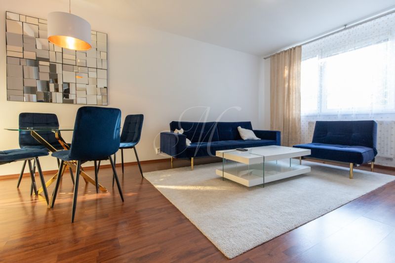 Living room with dark armchairs, a glass table, and a wooden decor floor.