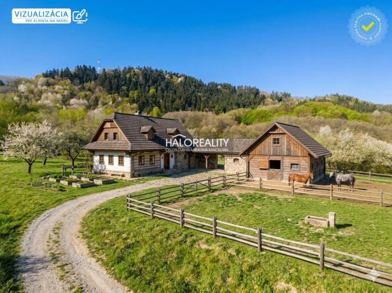 A country house with a barn and horses surrounded by nature in the Recreational Lands of Horné Hámre.