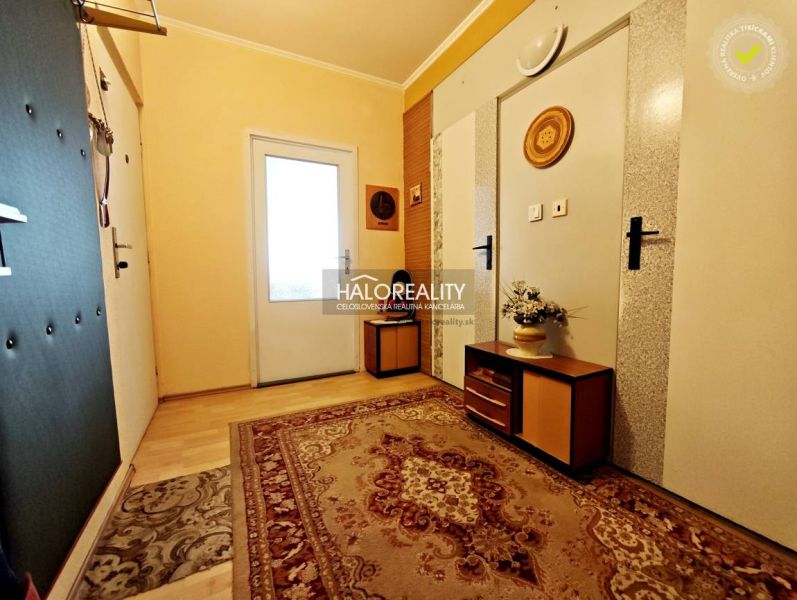 A hallway in a 2-room apartment with a wooden decor floor and a carpet.