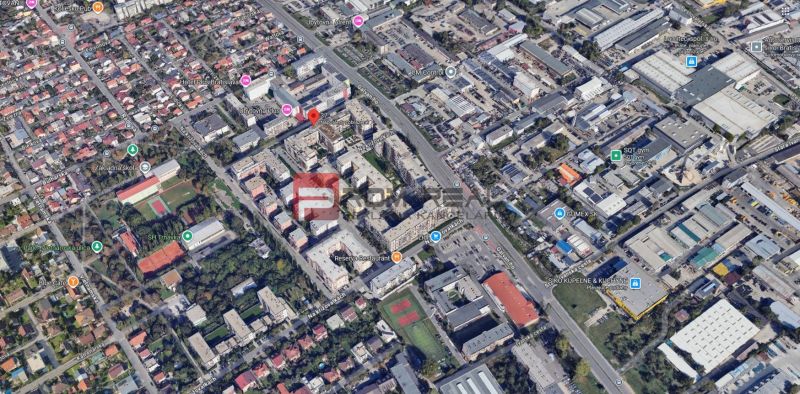 Aerial view of Galvaniho Street in Bratislava II, showing the surrounding buildings.