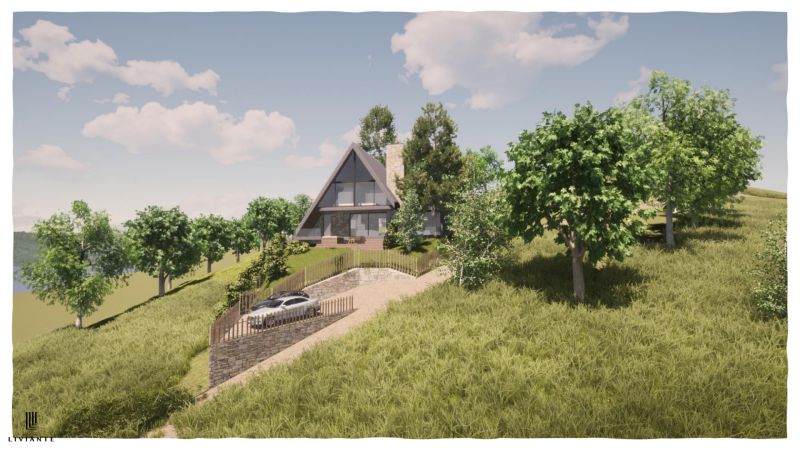 A cottage in Podhradí on a slope surrounded by trees and beautiful nature.