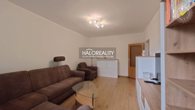 Living room of a two-room apartment with a brown sofa and a wooden decor floor.