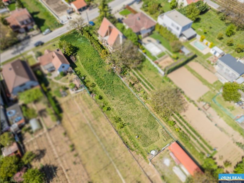 Aerial view of residential plots on Nova Street in Viničné.