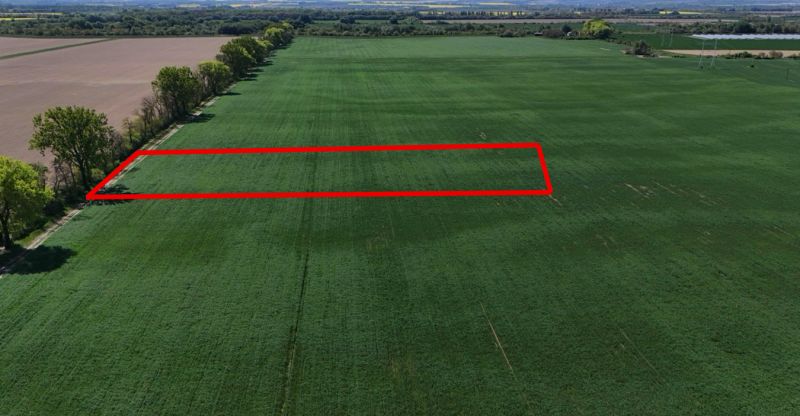 Recreational plots in Trhovište with a large green field and red marking.