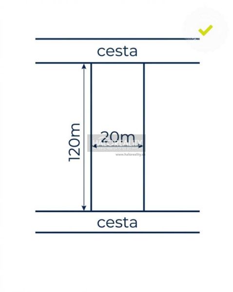 Plot of land in Trenčianske Mitice, rectangle 20x120 m, adjacent to the road.