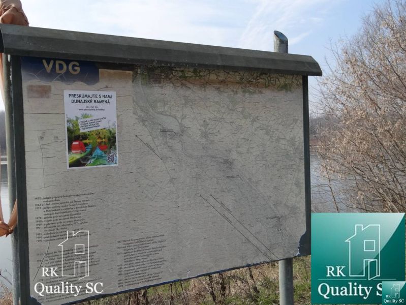 Information board with a map at the Danube in the Old Port of Gabčíkovo, Land - housing.