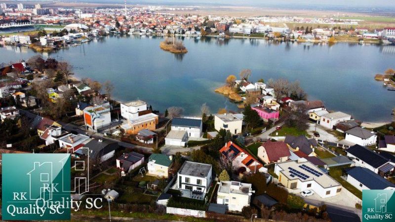 Aerial view of family houses near the Sunny Lakes South in Senec.