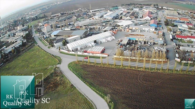 Aerial view of the industrial zone in Senec, Sunny Lakes North, residential plots.