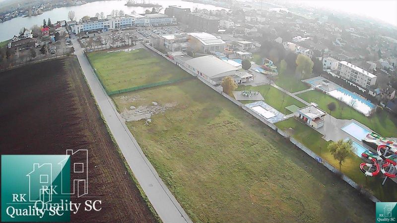 Aerial view of residential plots in Senec, Sunny Lakes North, near the water area.
