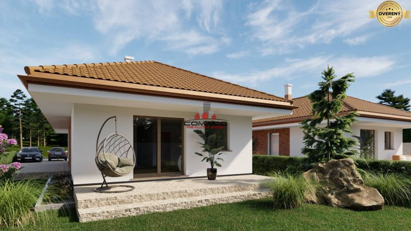 A family house in Veselé with a terrace, a comfortable armchair, and a beautiful garden.