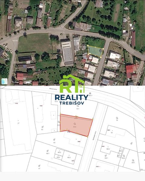 A map of a residential plot on Východná Street in Nižný Žipov.