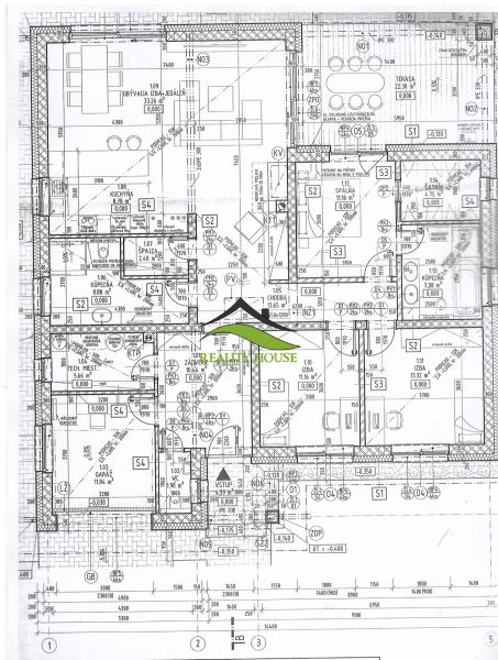 Floor plan of a family house in Dúbravka showing rooms including the kitchen and living room.
